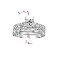 Bling Jewelry Art Deco-Inspired Sterling Silver 2-Pc. Princess-Cut Cz Promise Ring & Pave Band Set (.75 Ctw)