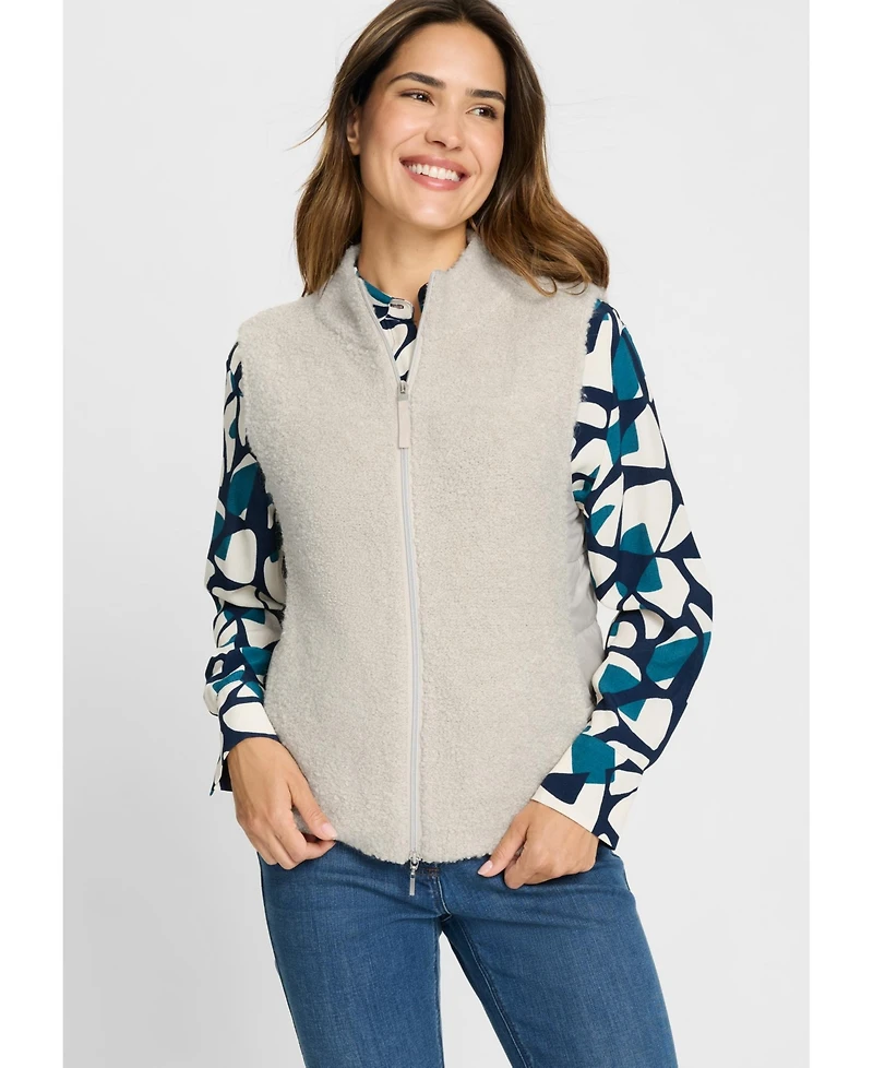 Olsen Women's Mixed Media Zip Front Vest