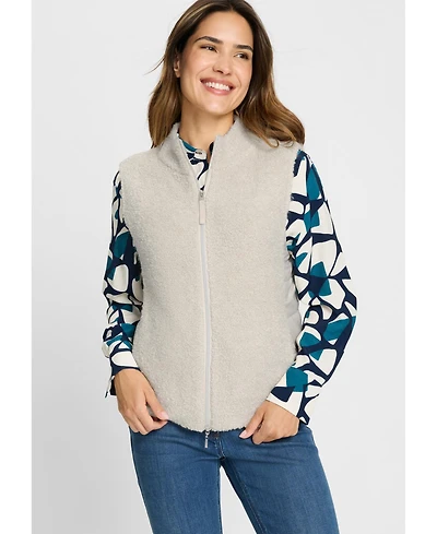 Olsen Women's Mixed Media Zip Front Vest