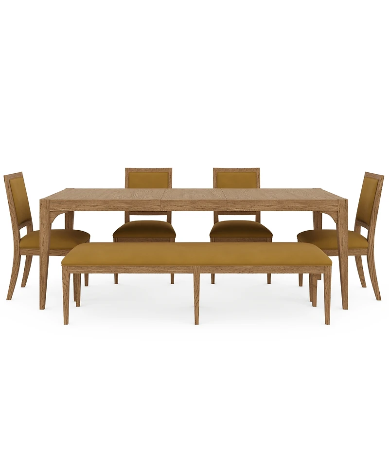 Everleigh Dining 6-Pc. Set (Table, 4 Upholstered Back Side Chair & Bench)