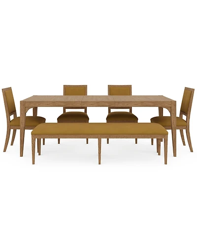 Everleigh Dining 6-Pc. Set (Table, 4 Upholstered Back Side Chair & Bench)