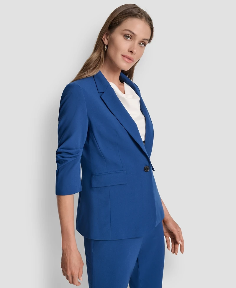 Dkny Petite Ruched Sleeve Jacket