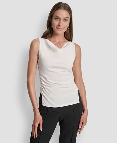 Dkny Petite Ponte Cowl Neck Top