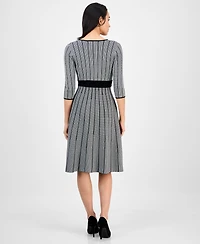 Robbie Bee Petite Belted Surplice V-Neck Sweater Dress