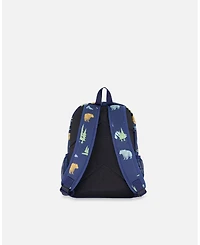 Deux par Deux Boy Little Kids Backpack Navy Animal Print - Toddler|Child