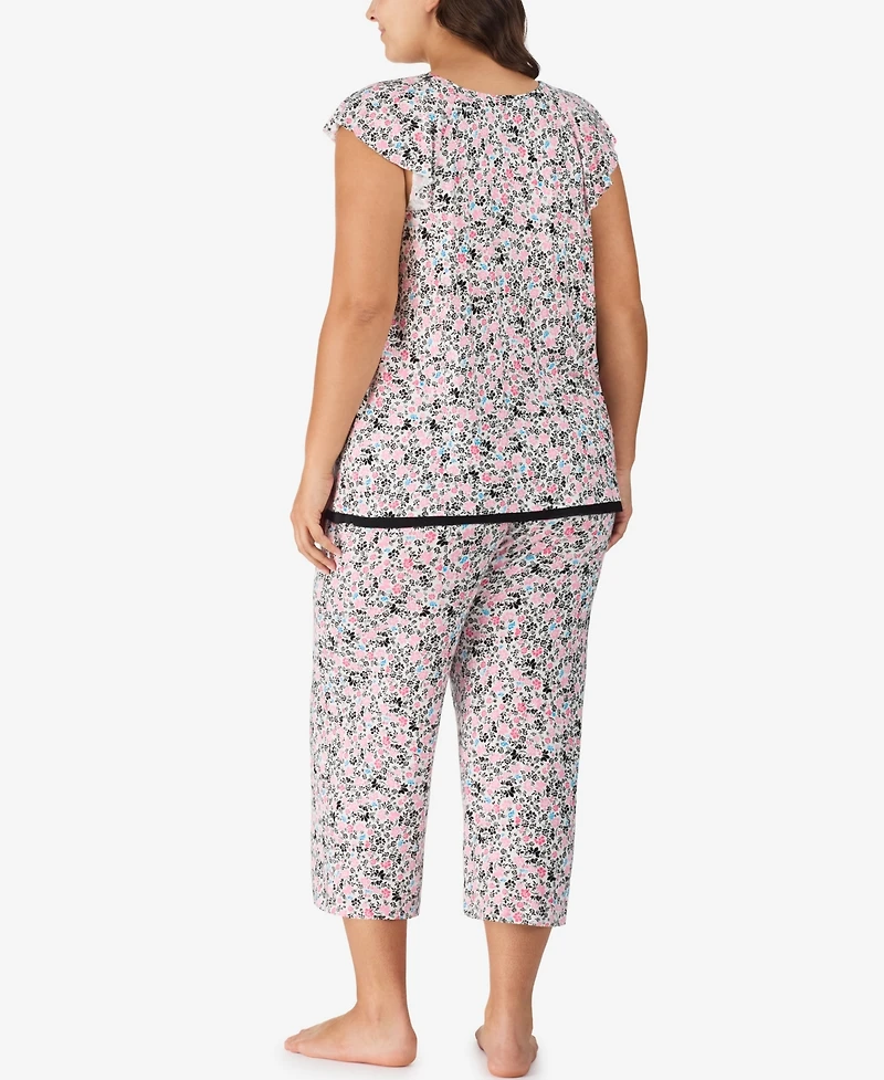 Ellen Tracy Plus Short Sleeve Cropped Pajama Set