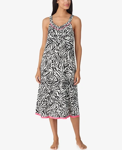 Ellen Tracy Women's V-Neck Ruffled Hem Sleeveless Midi Gown