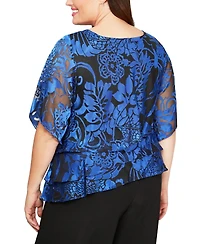 Alex Evenings Plus Printed Tiered Top