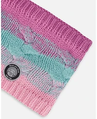 Deux par Girl Lined Knit Neckwarmer Pink, Orange and Turquoise