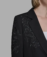 Karl Lagerfeld Paris Women's Embroidered Notch-Collar Blazer