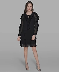 Karl Lagerfeld Paris Women's Layered Ruffle Dress