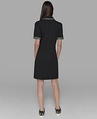 Karl Lagerfeld Paris Women's Tweed-Trim Button-Front Dress