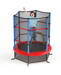 Akiudex Kids Trampoline with Enclosure Net and Tension Ropes for Indoor Outdoor Use