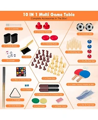 Akiudex 10 in 1 Stackable Multi Game Table with Foosball Billiards Ping Pong Chess and More