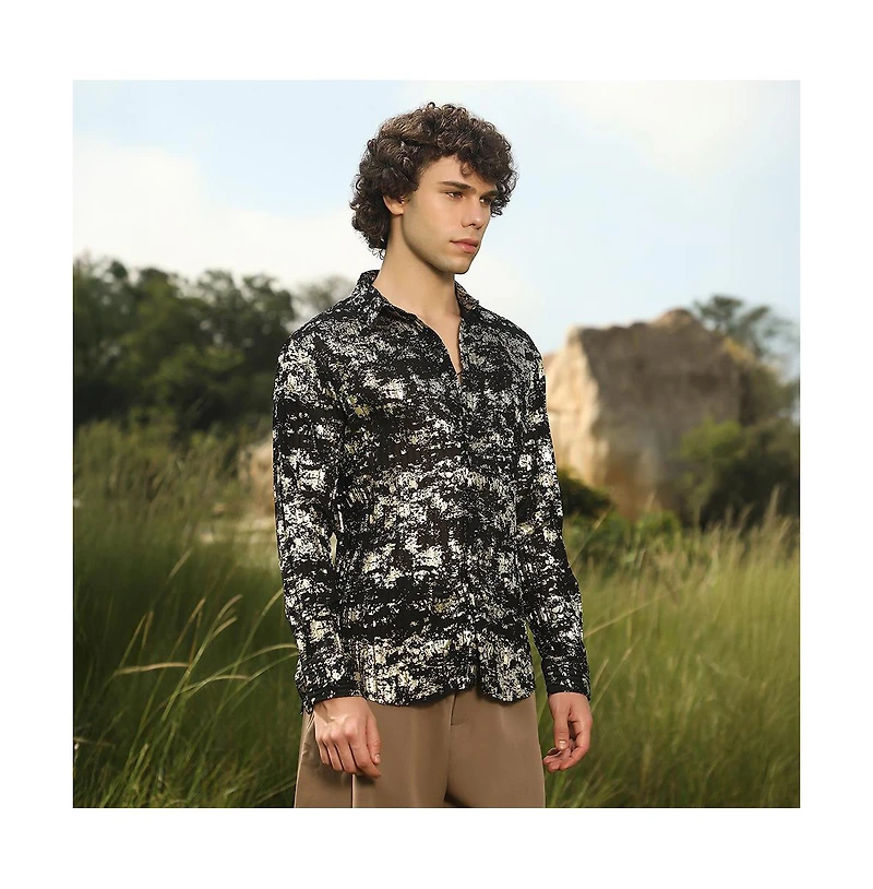 Campus Sutra Textured Foil Shirt
