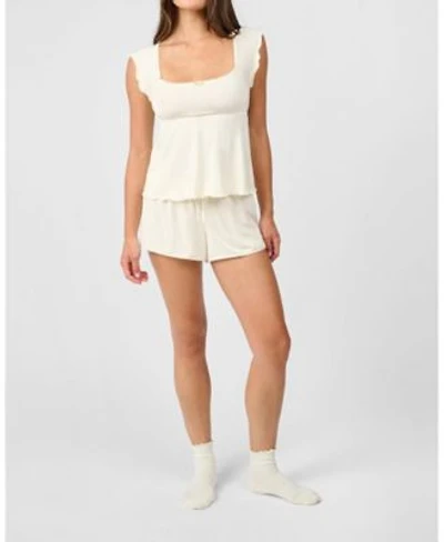 Square Neck Babydoll Top Pull On Short Pajama Set