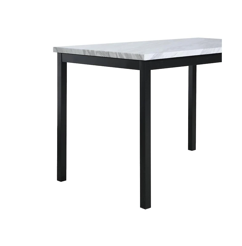 Roundhill Furniture Citico 5-Pc Dinette Set with Faux Marble Top, White Table with Gray Chairs