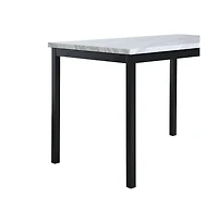 Roundhill Furniture Citico 5-Pc Dinette Set with Faux Marble Top, White Table with Gray Chairs