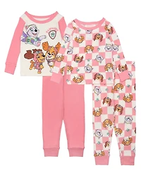 Ame Toddler Girls 4-Piece Paw Patrol Tight Fit Tops and Pants Set