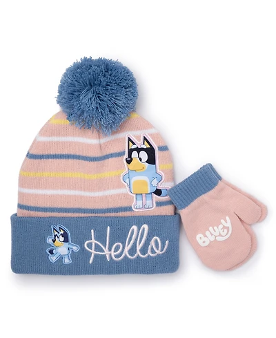Bluey Toddler Girls 2-Piece Bluey Beanie and Mitten Set