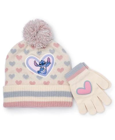 Stitch Big Girls 2-Piece Stitch Beanie and Gloves Set