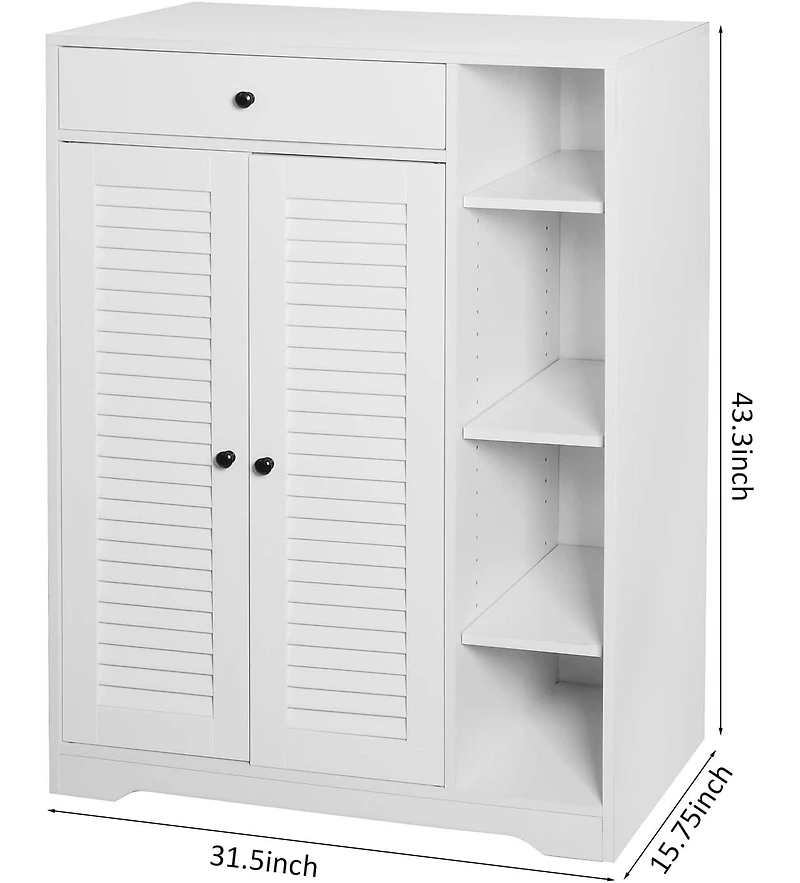 Vanirror Shoe Storage Cabinet with Shutter Doors & Drawer - Slim Shoe Rack Organizer for Entryway