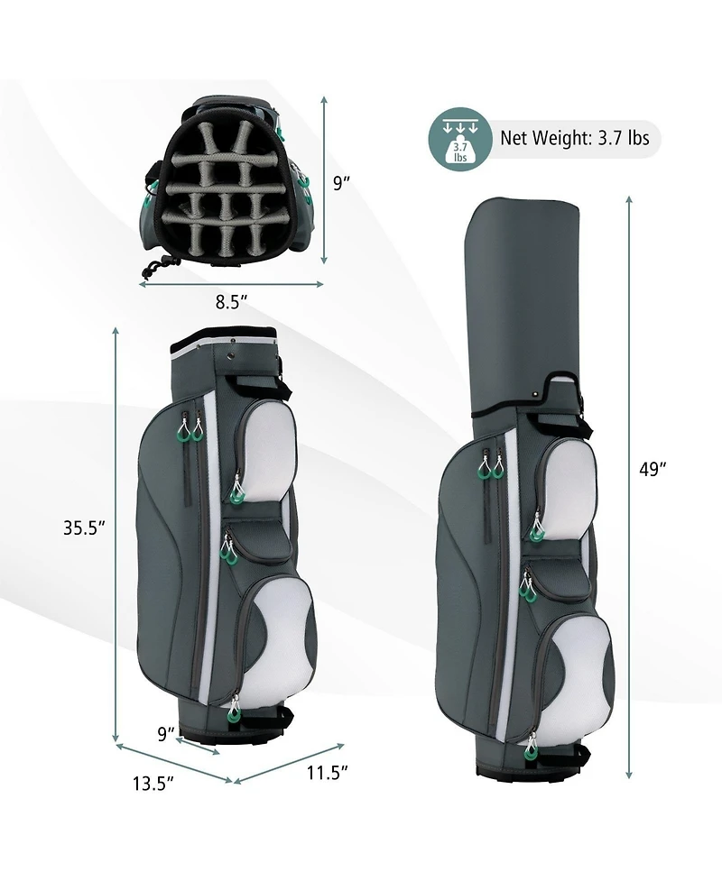 Akiudex Lightweight Golf Cart Bag with 14-Way Dividers and Cooler Pocket