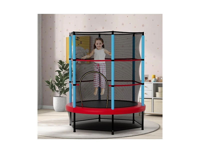 Akiudex 55 Inch Kids Trampoline with Enclosure Net and Foam Padded Poles
