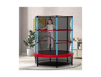 Akiudex 55 Inch Kids Trampoline with Enclosure Net and Foam Padded Poles