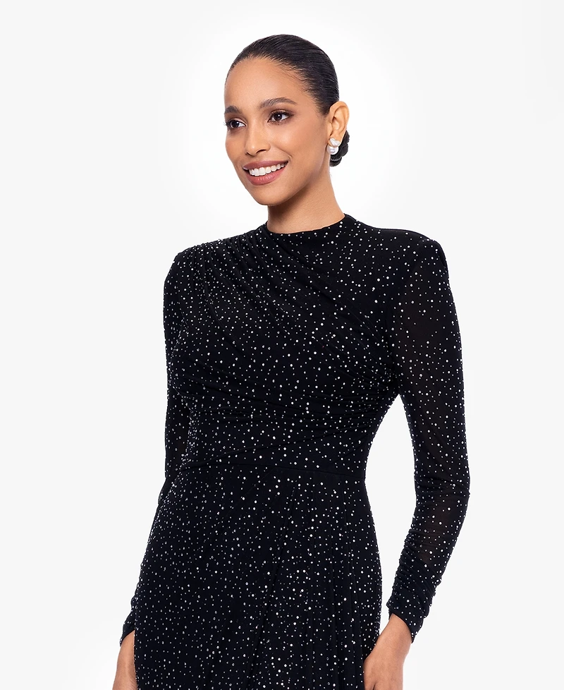 Betsy & Adam Petite Mock Neck Dress with Long Sleeves