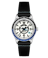 Avi-8 Men's Flyboy Black Leather Strap Watch, 40mm