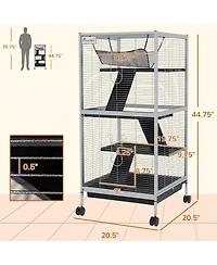 PawHut 4-Tier Small Animal Cage, Ferret Cage Large Chinchilla Cage,