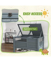 PawHut Tortoise Habitat Enclosure for Indoor W/ Shelf, Tray,
