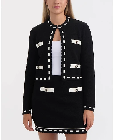 Ellen Tracy Women's Contrast Trim Cardigan