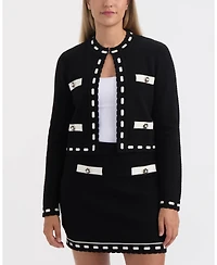 Ellen Tracy Women's Contrast Trim Cardigan