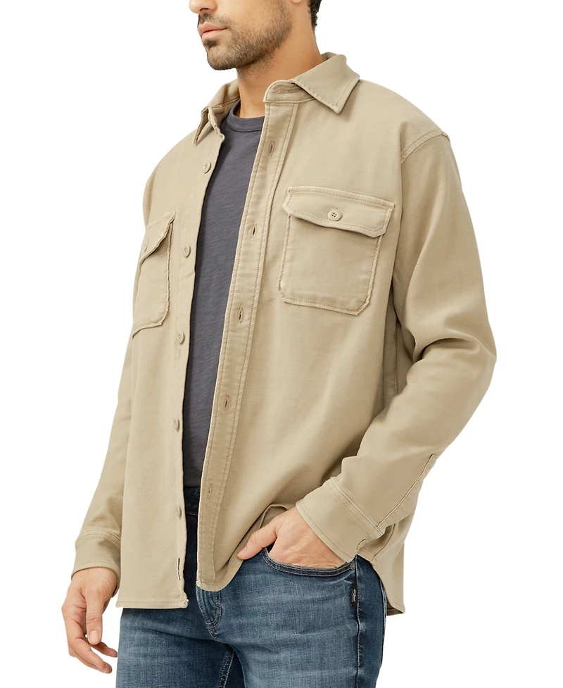 Silver Jeans Co. Men's Button Up Knit Flex Shirt Jacket
