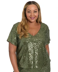 Muse Plus Cropped Sequin Short Sleeve T-Shirt