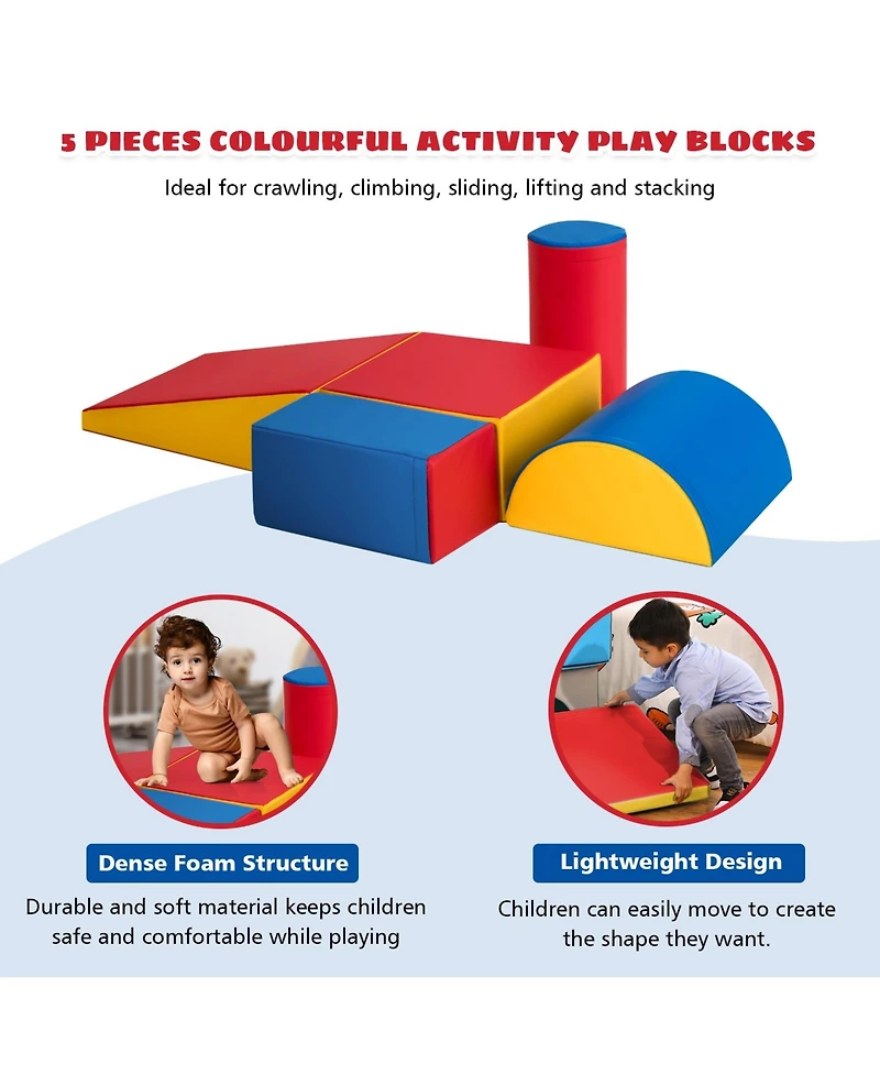 Akiudex 5-Piece Climb Activity Play Safe Foam Blocks