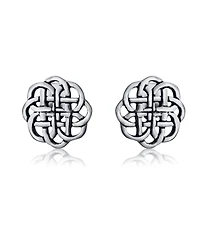 Bling Jewelry Set of 2 Small Floral Medallion Shield Celtic Knot Stud Earrings Oxidized Silver