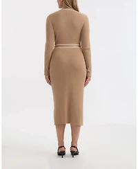 Ellen Tracy Women's Button Front Long Dress with Contrast Tipping