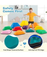 11 Pcs Stepping Stones with Full Non-Slip Edging for Children Indoor and Outdoor