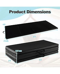 Akiudex Foldable 4-Panel Gymnastics Mat with Carry Handles 8ft x 4ft x 2inch