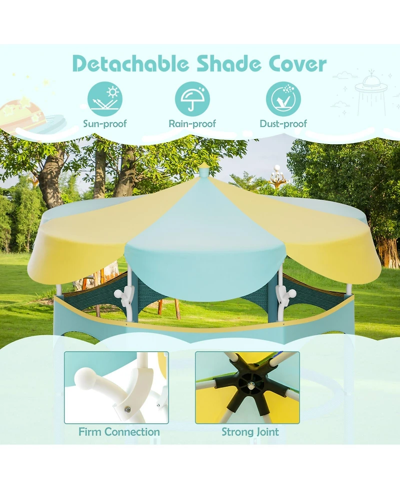 Akiudex Kids Trampoline with Enclosure Net and Removable Canopy