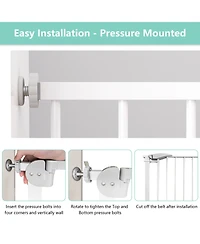 Aostirmotor 29.5-45.3 in. Wide Baby Gate for Stairs, Dog Gate Indoor for Doorways, No Drilling Pressure Mounted Pet Gates in White