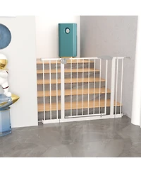 Aostirmotor 29.5-45.3 in. Wide Baby Gate for Stairs, Dog Gate Indoor for Doorways, No Drilling Pressure Mounted Pet Gates in White