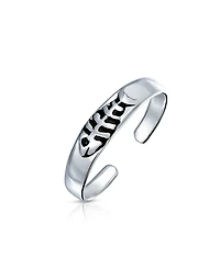 Bling Jewelry Set of 2 Nautical Fish Bone and Punk Rocker Skull Midi Toe Ring Sterling Silver