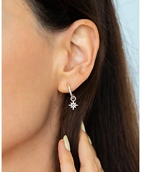 Lucky Feather Hoops with Drop - Starburst (silver)