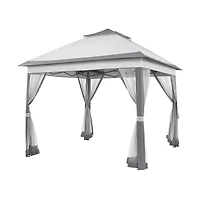 Yaheetech 11x11ft Pop-Up Gazebo Tent with Four Mesh Sidewalls, Brown