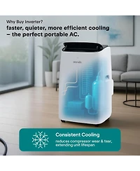 SereneLife 10300 Btu Portable Inverter Air Conditioner with Cooling, Heating, Wi-Fi Connectivity, and Quiet Operation – Perfect for Bedrooms, Offices,