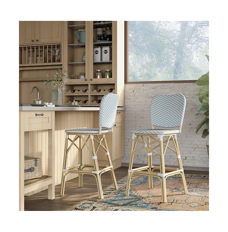 Enitial Star Adino Aluminum Woven Seat Patio Bar Chair (Set of 2